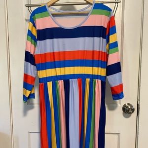 SUPER CUTE RAINBOW EMPIRE WAIST DRESS